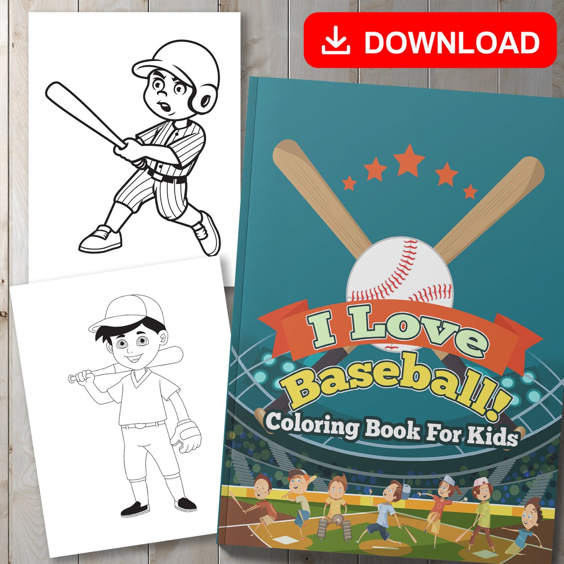 BEST VALUE! I Love Baseball! Coloring Book for Kids - Instant Download ...