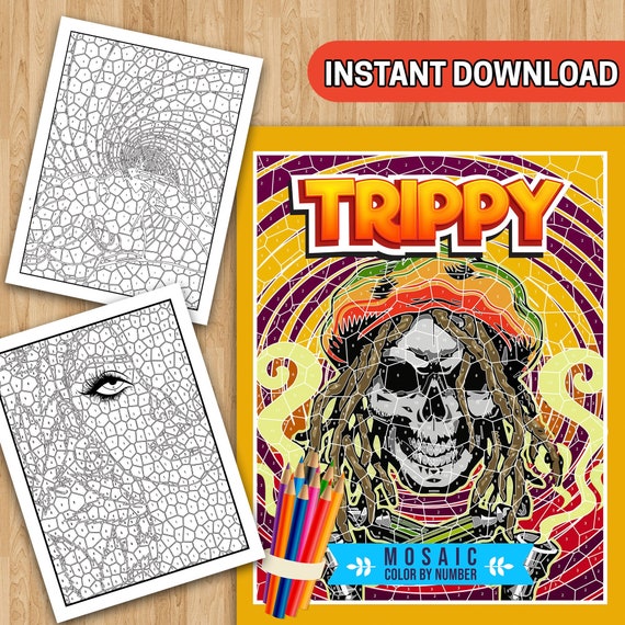 Trippy Mosaic Color By Number: Stoner Coloring Book For Adults With Hidden  Psychedelic Designs and Mystery Geometric Picture Puzzles (Paperback)