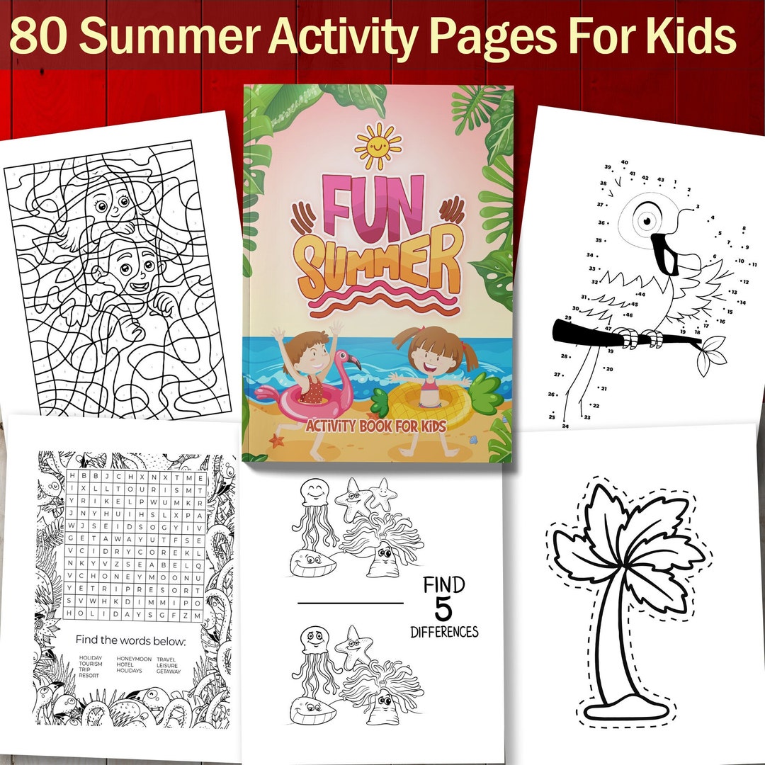 BEST VALUE Fun Summer Activity Book for Kids Instant Download 80 Puzzle ...