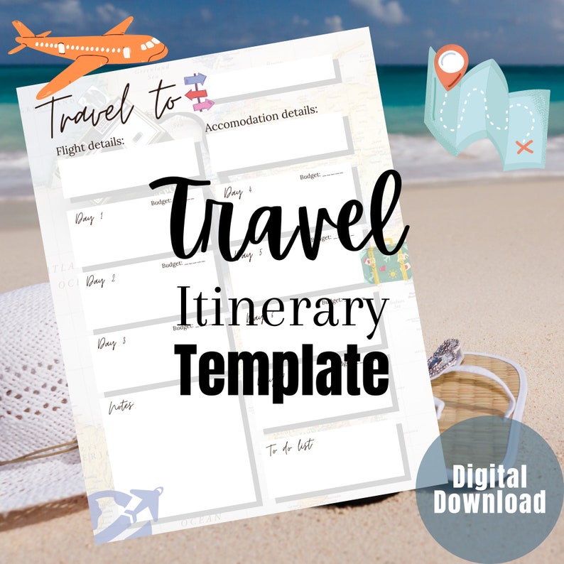 BEST VALUE Travel Itinerary Template Instant Download Travel Info Page