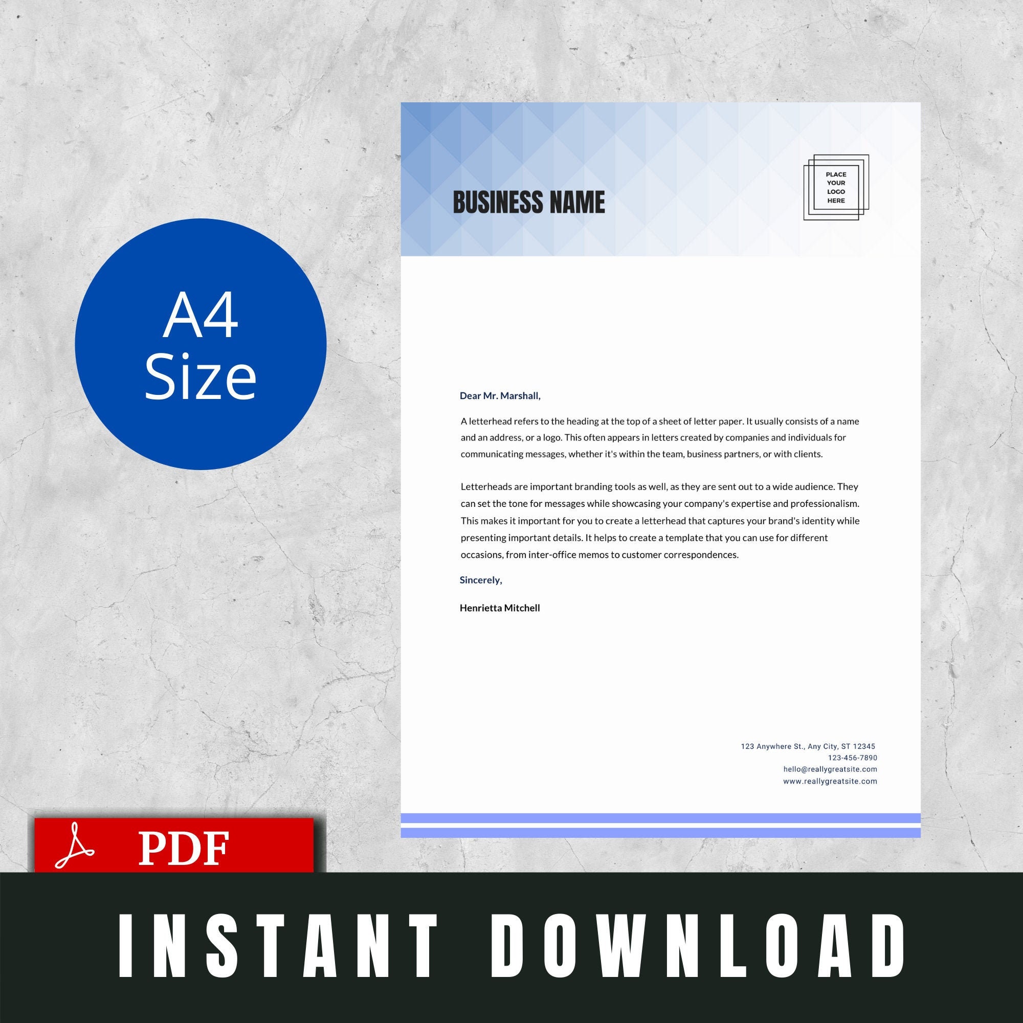 Letterhead design template, modern business letterhead design