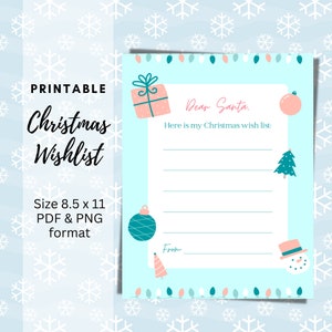BESTER WERT Weihnachtswunschliste für Kinder - Sofortiger Download druckbare Wunschliste, Lieber Weihnachtswunschliste, Brief an den Weihnachtsmann Weihnachtsgeschenk-Wunschliste