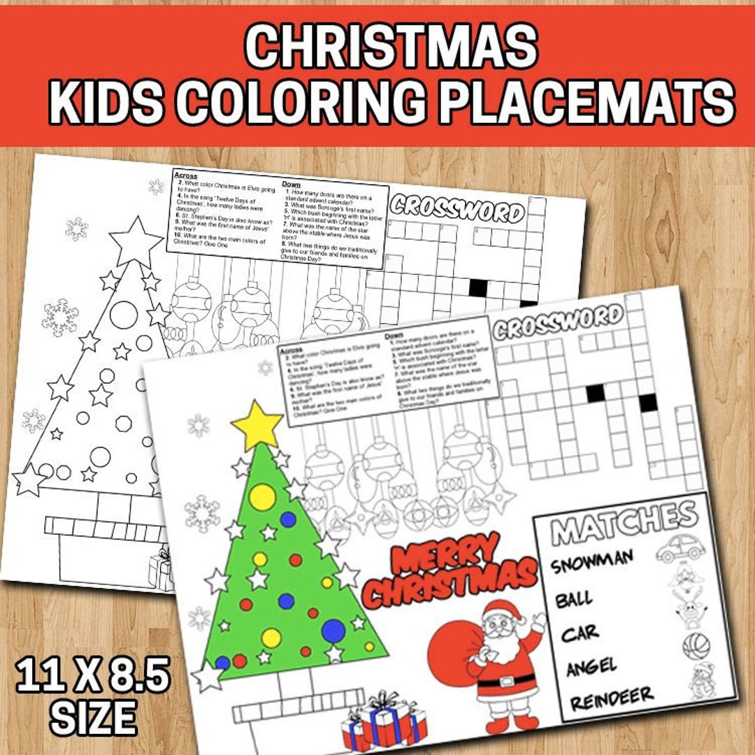Christmas Kids Coloring Placemats Activity Placements Etsy