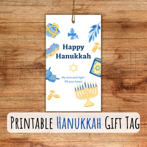 MEILLEURE VALEUR imprimable Hanukkah Gift Tags - Téléchargement instantané Gift Tag For Hanukkah, Hanukkah Gift Tag, Hanukkah Themed Tags, Happy Hanukkah