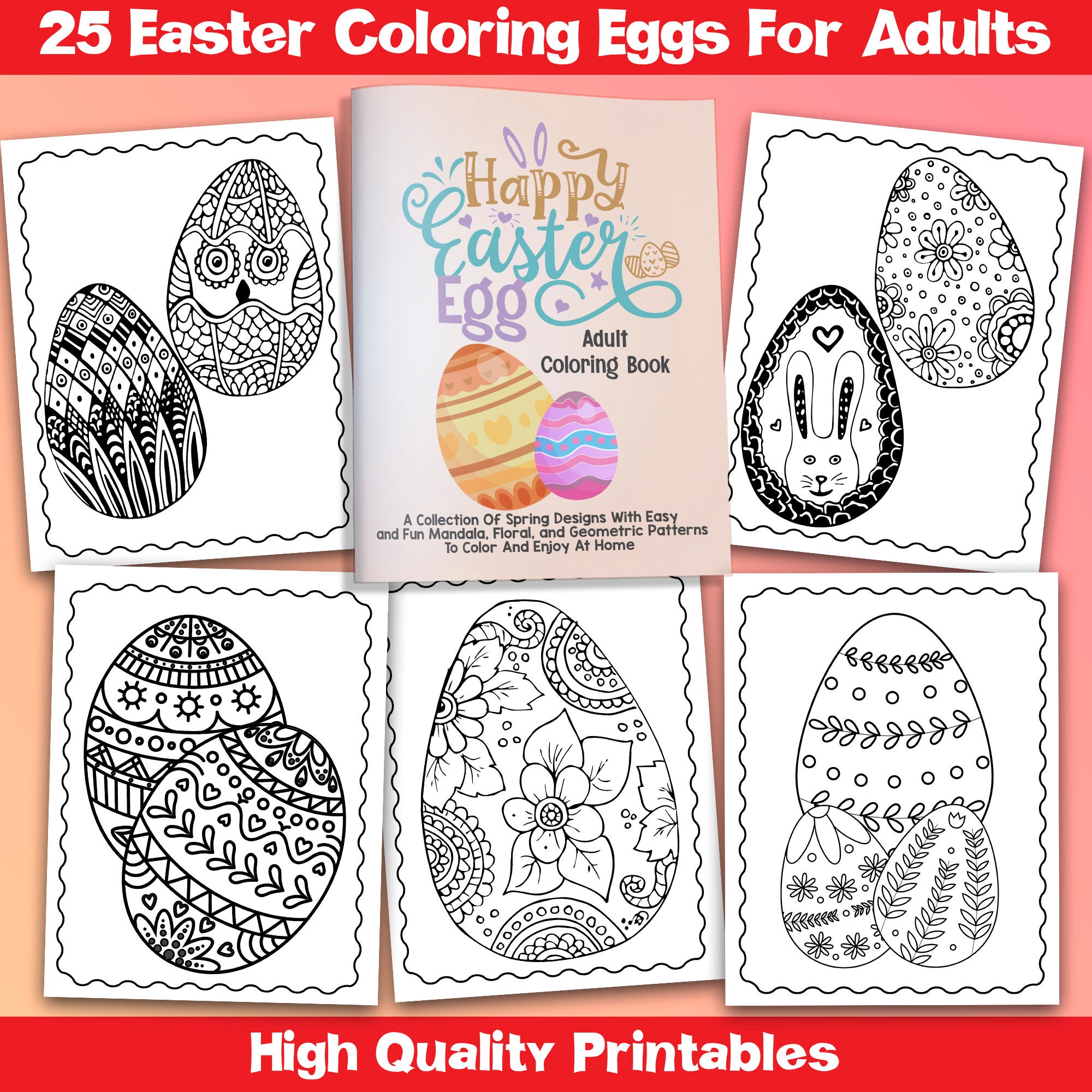 Easter eggs coloring book adults: An Adult Coloring Book Relaxing And  Stress Relieving Adult Coloring pages (Large Print / Paperback)