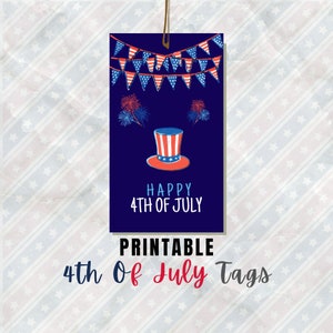 BEST VALUE! 4th Of July Tags Printable - Instant Download Happy Fourth Of July Party Favor Tag, Patriotic Gift Tag, Independence Day Labels