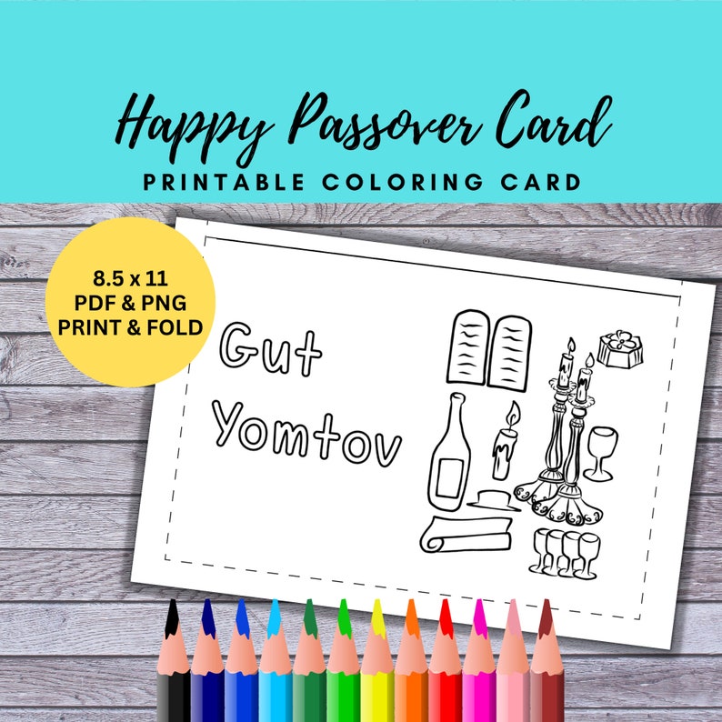 BEST VALUE Happy Passover Coloring Cards Instant Download Fun Pesach