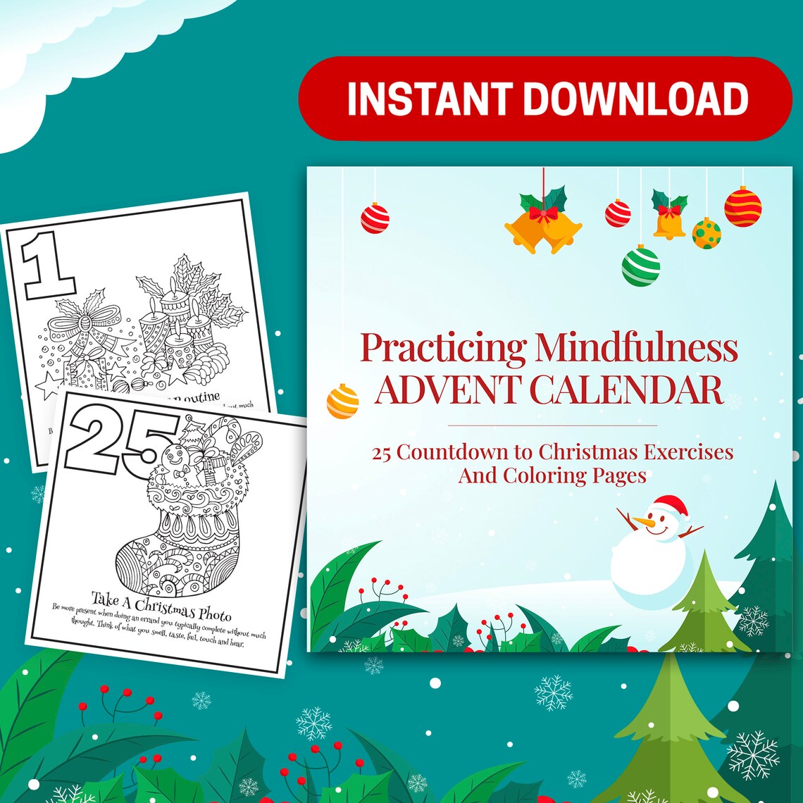 BEST VALUE 25 Practicing Mindfulness Advent Calendar Coloring Etsy UK
