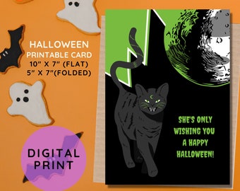 BEST VALUE! Happy Halloween Printable Card - Instant Download Halloween Greeting Card, Halloween Card, Holiday Card