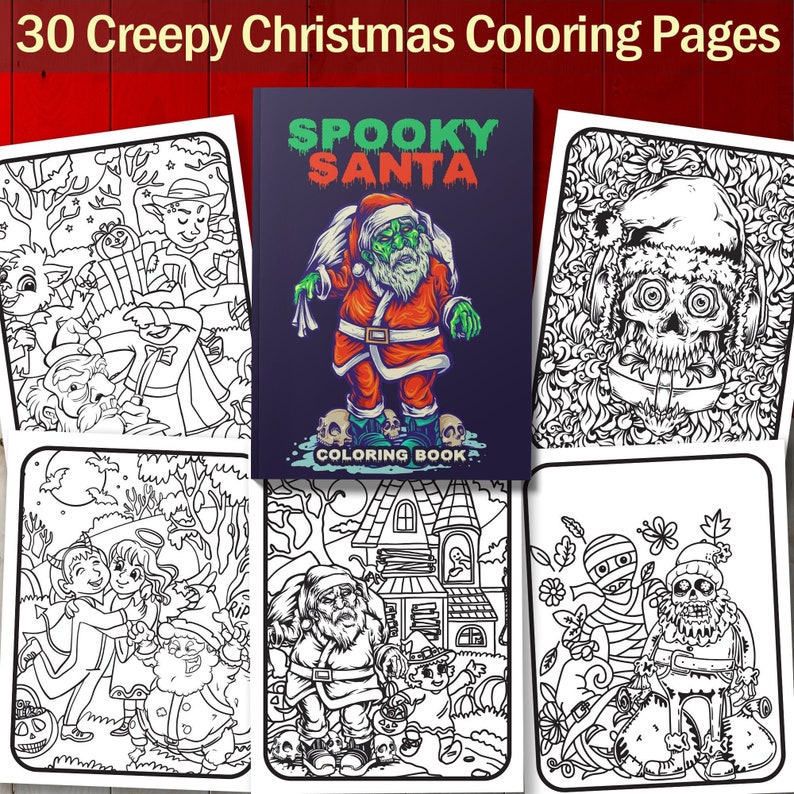 BEST VALUE Spooky Santa Coloring Book Instant Download Cute and Creepy ...