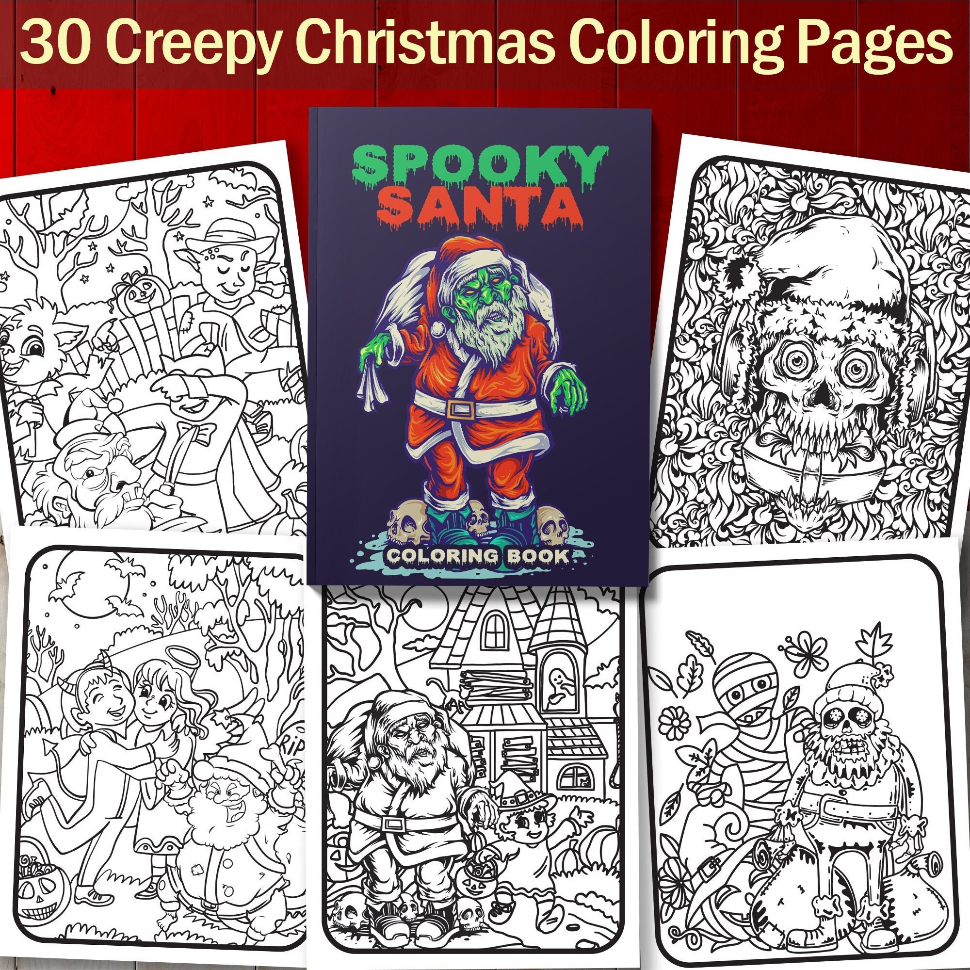 BEST VALUE Spooky Santa Coloring Book Instant Download Cute and Creepy ...