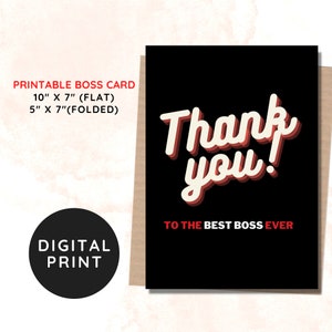 BEST VALUE Printable Boss Card - Instant Download Birthday Card, Funny Boss Card, Thank You Card, Best Boss Ever, Happy National Boss Day