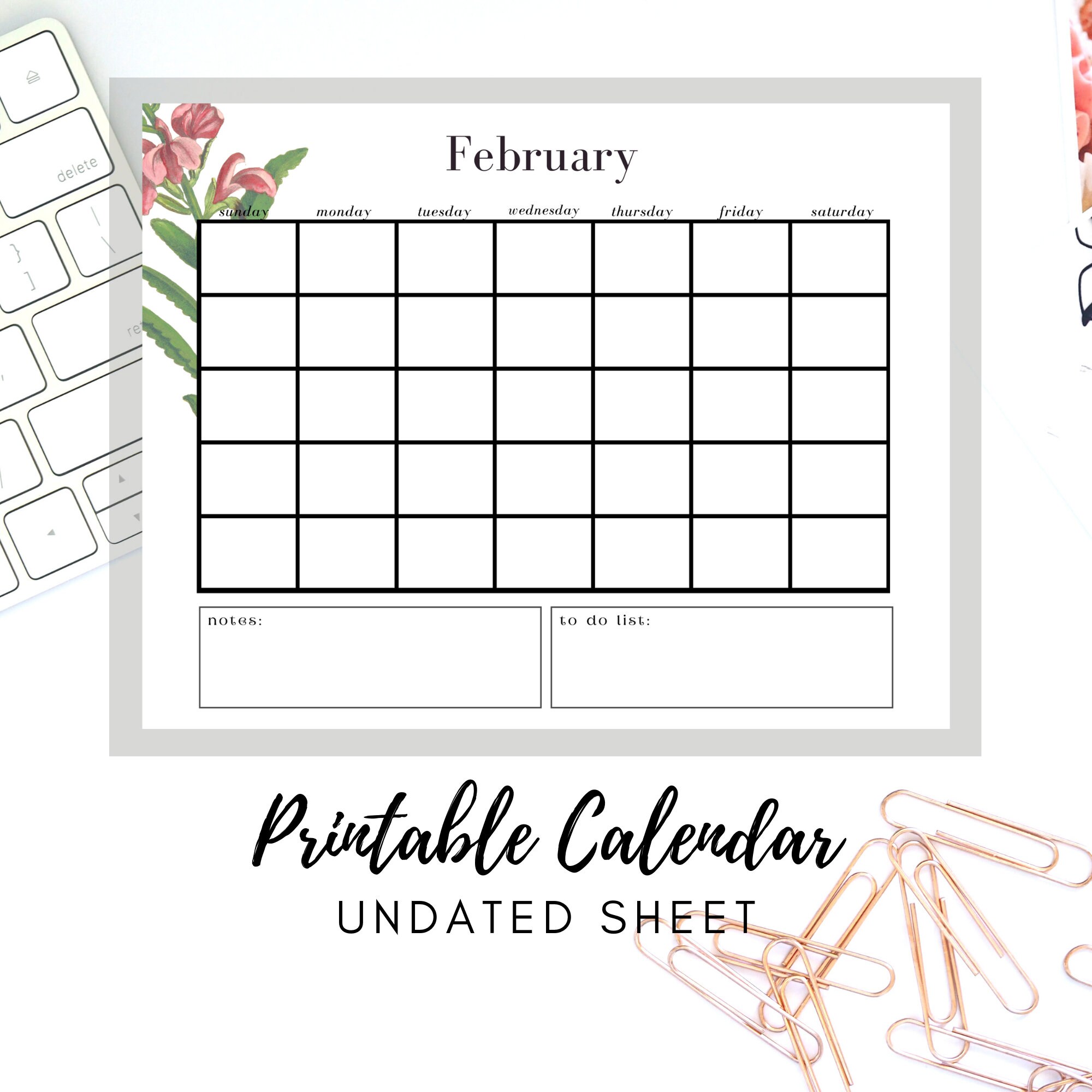 best-value-february-printable-undated-calendar-sheet-instant-download-undated-february-calendar-desk-notes-diy-printable-blank-calendar-etsy-israel