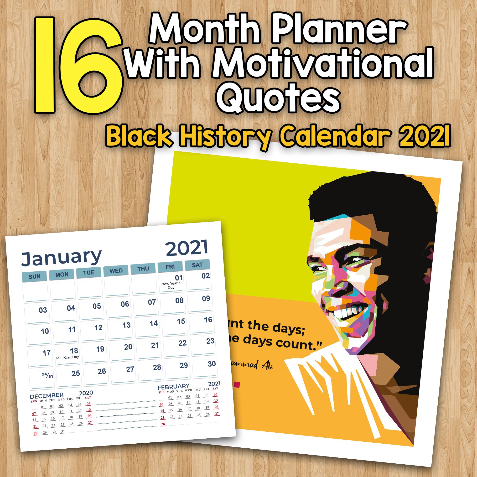 Black History Calendar 2021: 16 Month Planner With Famous - Etsy UK
