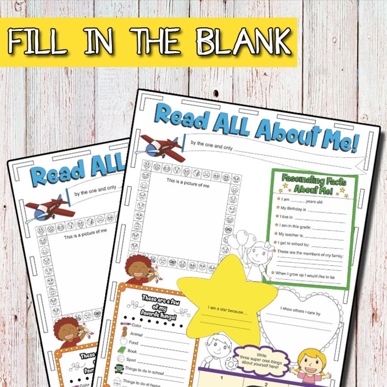Read All About Me Printable Personal Poster Sets Worksheet For | Etsy