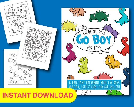 Boys Coloring Pages Instant Download PDF Printable Cute Coloring