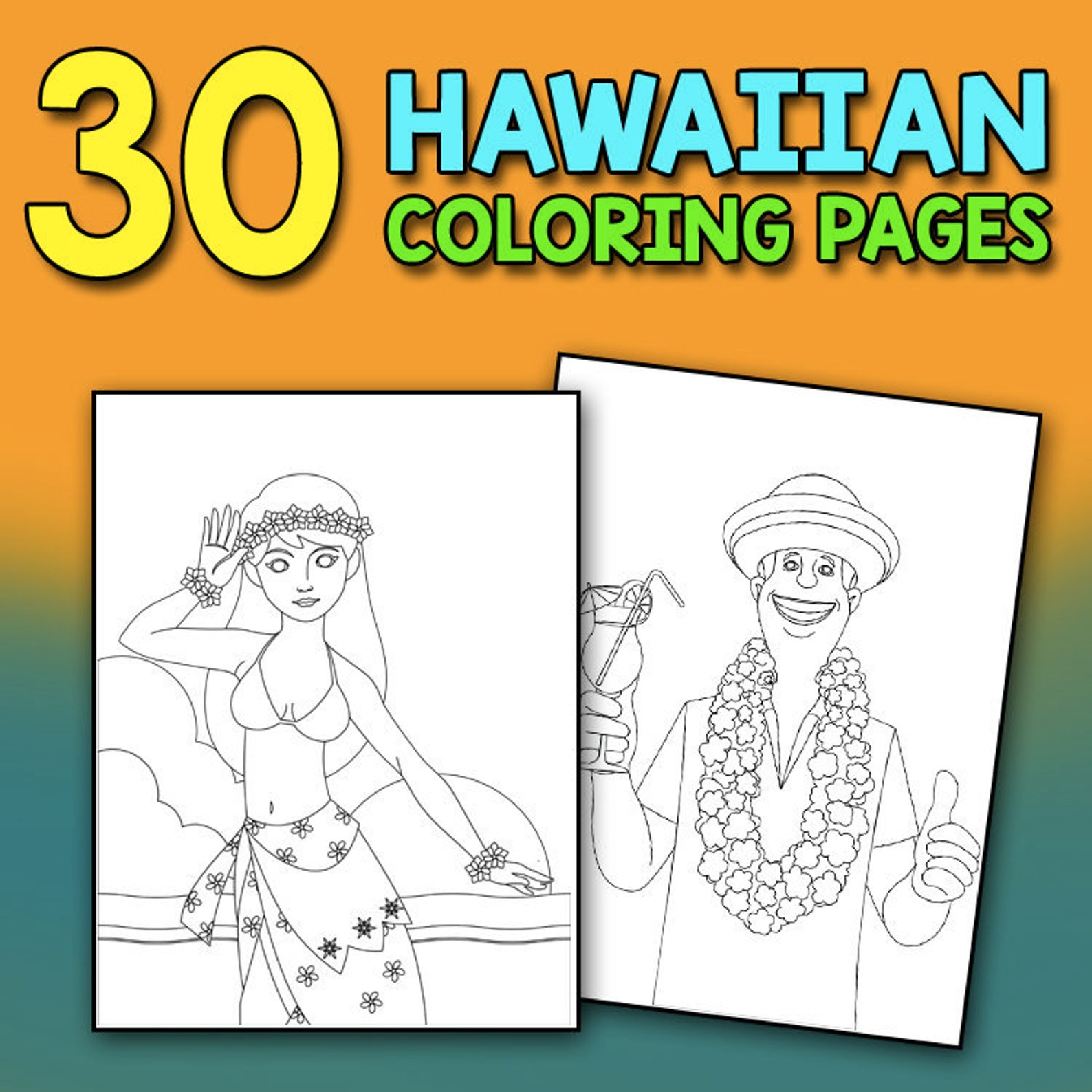 Hawaiian Coloring Book: Escape to an Island Paradise A Tropical