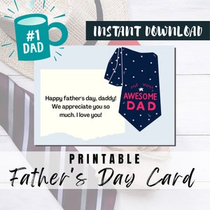¡MEJOR VALOR! Tarjeta imprimible del Día del Padre Feliz - Descarga instantánea de tarjetas de felicitación del Día del Padre Regalo ideal para papá, papá, abuelo, padrastro