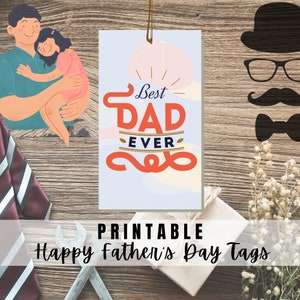 ¡MEJOR VALOR! Etiquetas del Día del Padre Feliz Imprimibles - Descarga Instantánea - Etiqueta de Regalo del Día del Padre, Etiquetas de Saludo para Papá, Papá, Abuelo, Padrastro