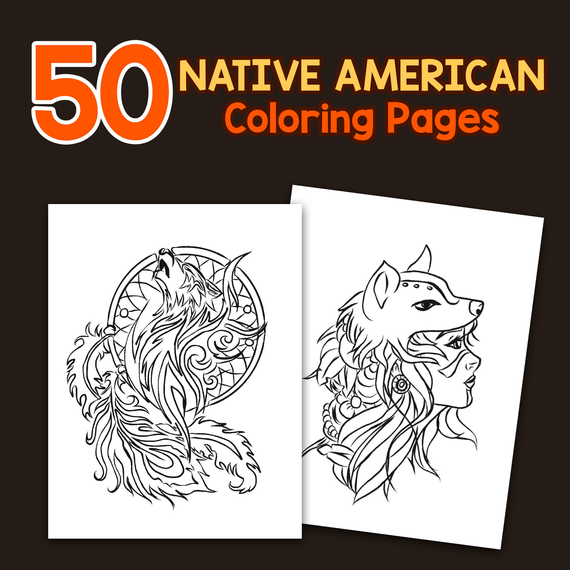 BEST VALUE - 50 Native American Coloring Pages - Instant Download Jumbo ...