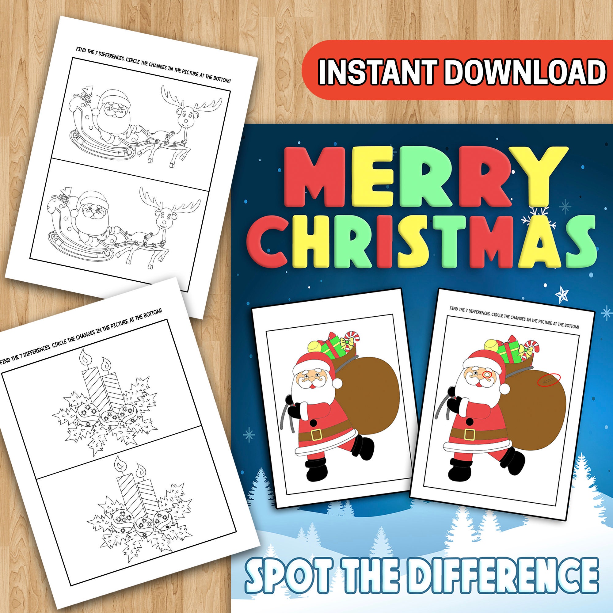 best-value-merry-christmas-spot-the-difference-instant-download-fun-puzzle-book-coloring-activity-w-xmas-decorations-winter-scenes-etsy for Free Printable Christmas Spot The Difference BEST VALUE! Merry Christmas Spot the Difference - Instant Download - Fun Puzzle Book & Coloring Activity W/ Xmas Decorations, Winter Scenes - Etsy for Free Printable Christmas Spot The Difference