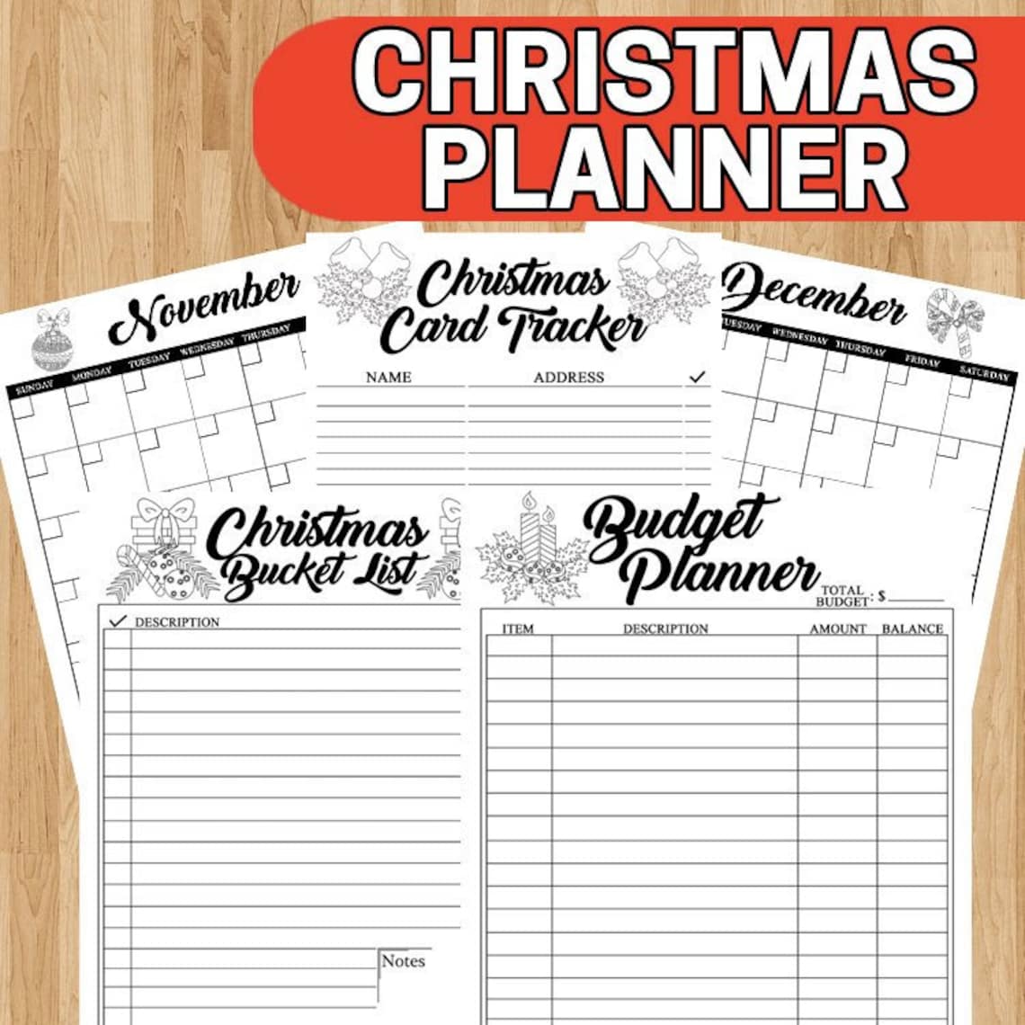 Christmas Planner Printable 2018 Holiday Planner Kit Gift | Etsy