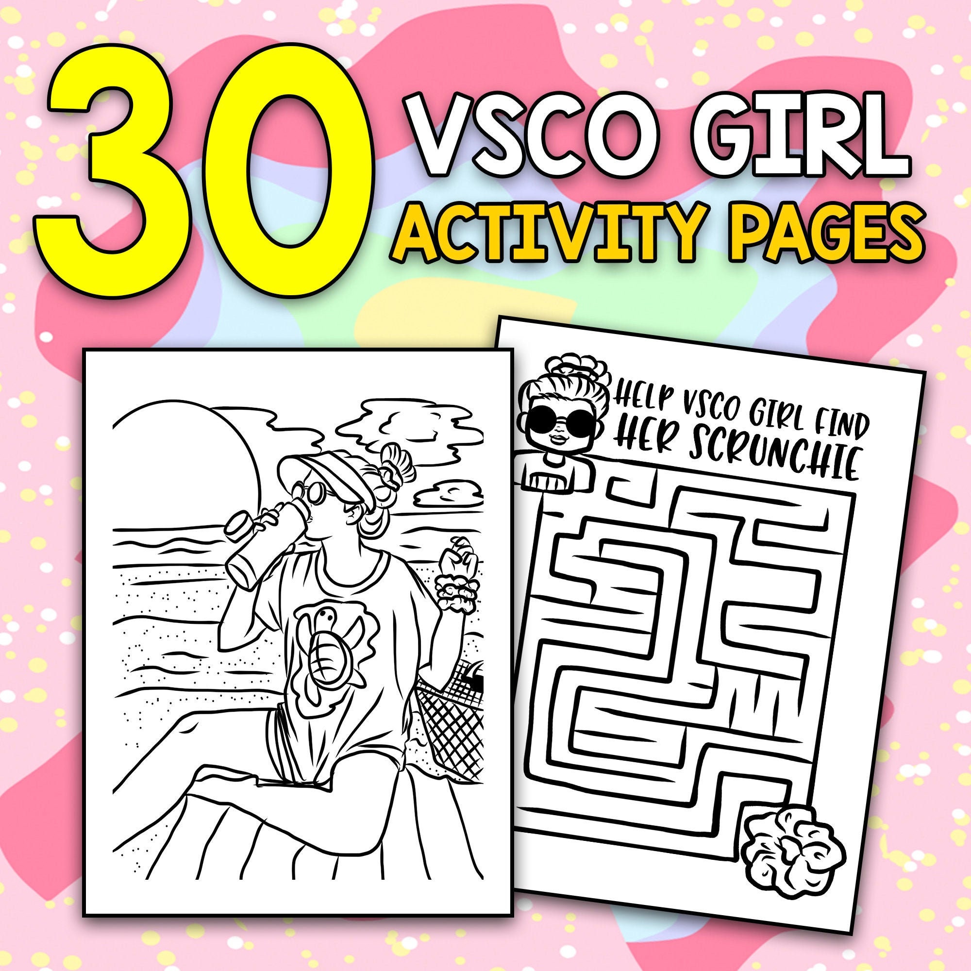 BEST VALUE Instant Download 30 VSCO Girl Activity Book With - Etsy España