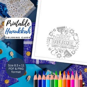 MEILLEURE VALEUR Hanukkah Greetings Coloring Page -Téléchargement instantané DIY Hanukkah Cards, Hanukkah Party Invitations, Coloring Card Jewish Gift