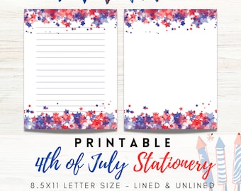 BEST VALUE 4th of July Printable Stationery -Instant Download Writing Journal Pages, Celebrate Independence Day, Patriotic Design Letter PDF