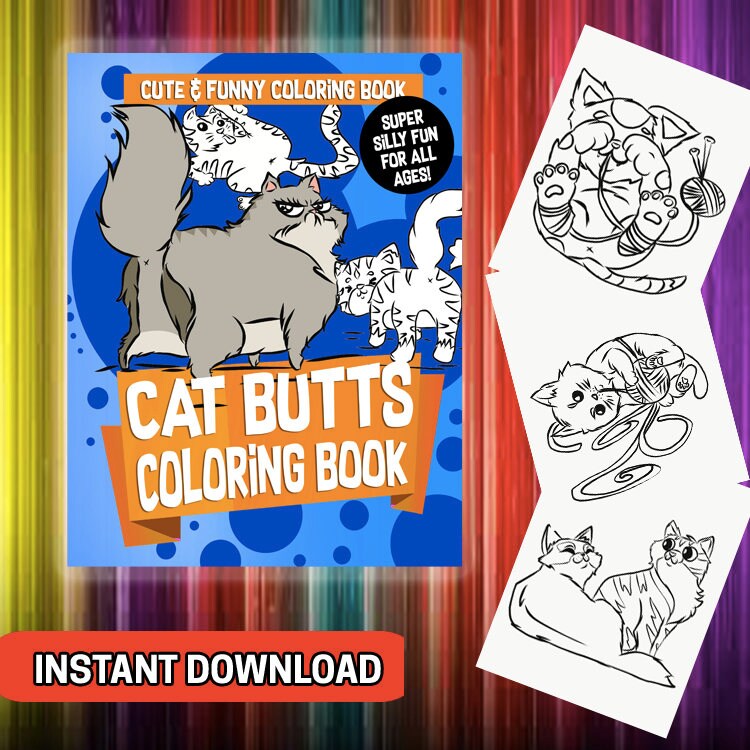 BEST VALUE Funny Cat Coloring Book 40 Cat Butt Coloring  Etsy