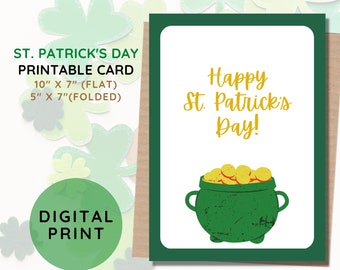 BEST VALUE Happy St Patrick's Day Card Printable - Instant Download St Patrick's Day Greeting Card, Lucky Card, Shamrock Card