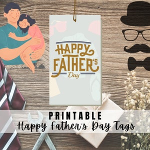 ¡MEJOR VALOR! Etiquetas del Día del Padre Feliz Imprimibles - Descarga Instantánea - Etiqueta de Regalo del Día del Padre, Etiquetas de Saludo para Papá, Papá, Abuelo, Padrastro
