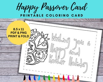 BEST VALUE Happy Passover! Coloring Cards - Instant Download Fun Pesach Jewish Holiday Greetings to Color and Send Wishes Ideal Gift