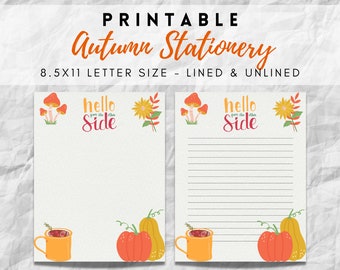 BEST VALUE Printable Autumn Stationery Paper - Instant Download Lined and Unlined Letter, Letter Writing, Fall Themed Stationary, Aesthetic