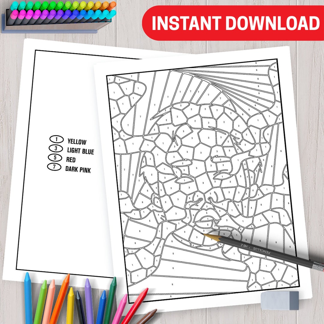 BEST VALUE 1 Psychedelic Color by Number Mosaic Coloring Page - Instant ...