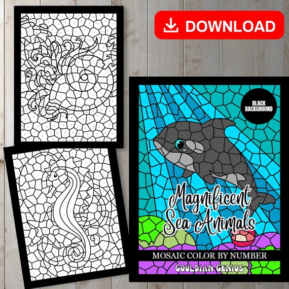 Ocean Color by Numbers for Adults : Mosaic Coloring Book Stress