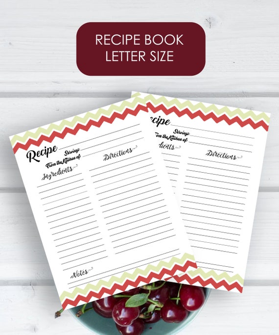 Recipe Book Printable Recipe Sheet, Recipe Page, Recipe Binder