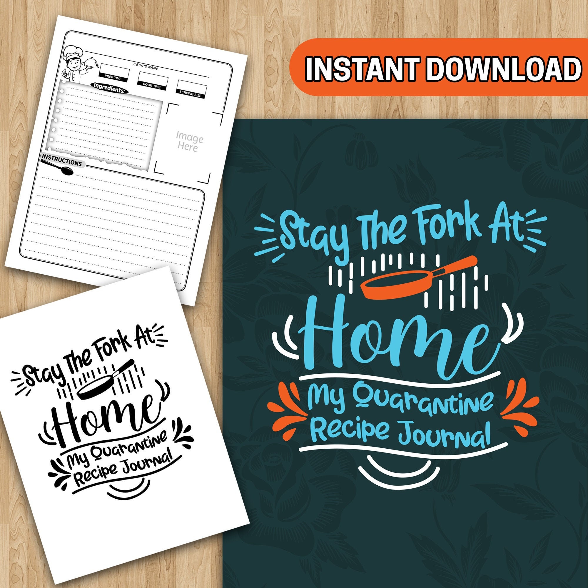 BEST VALUE Stay The Fork At Home Cookbook Journal - A Quarantine Printable Journal To Keep You Sane During This Pandemic Instant Download