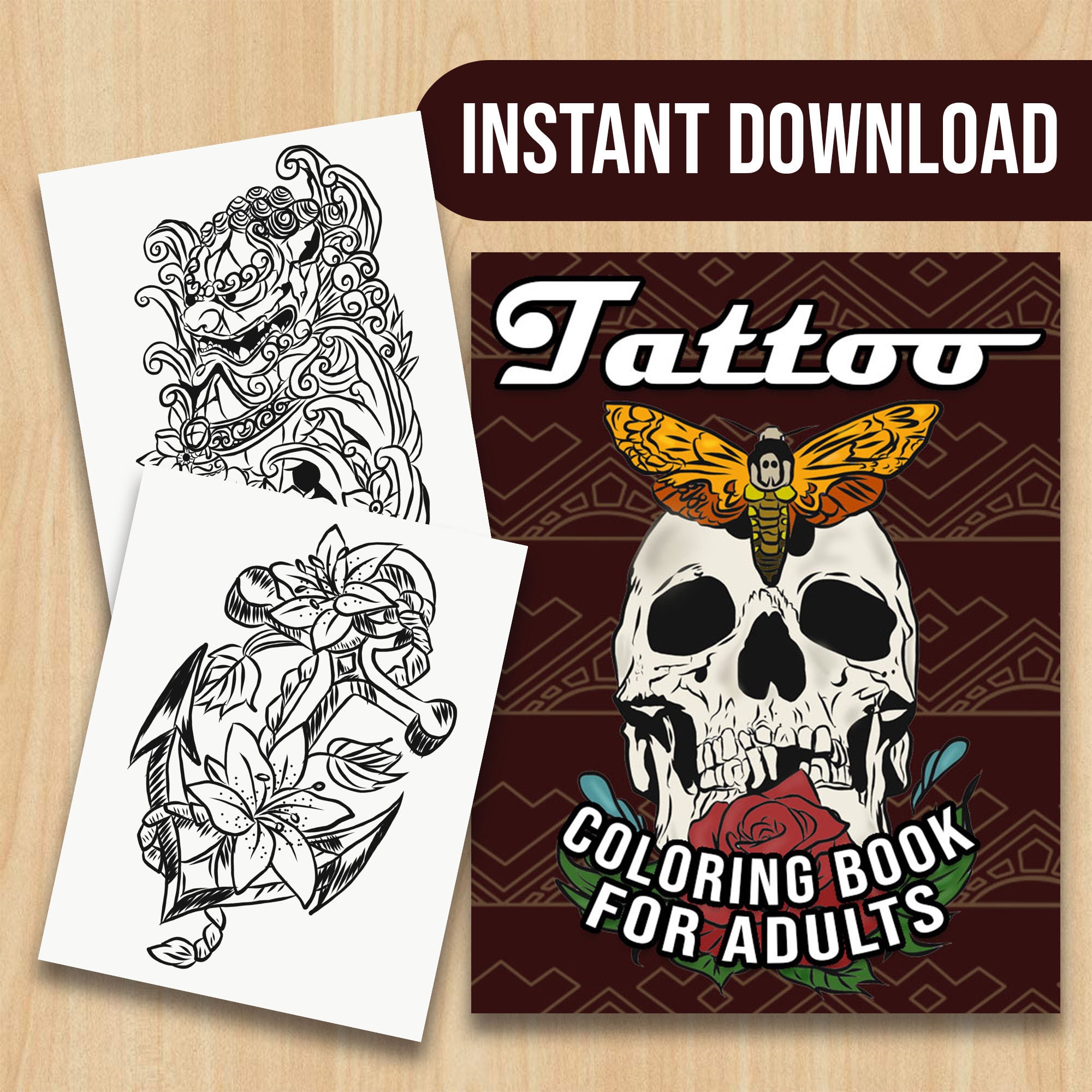 BEST VALUE 30 Tattoo Adult Coloring Book Bizarre and Enchanting