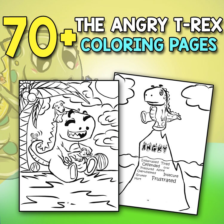 Anger Management Activity Book The Angry T-rex Color Me Calm Activity Book to Relieve Anger, Stress and Anxiety  T-rex Coloring Page Story