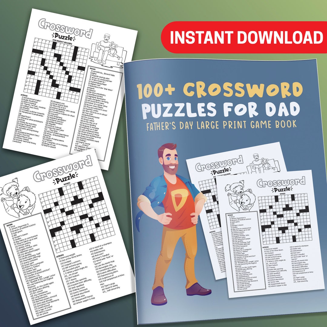 BEST VALUE 100 Crossword Puzzle for Dad Instant Download - Etsy