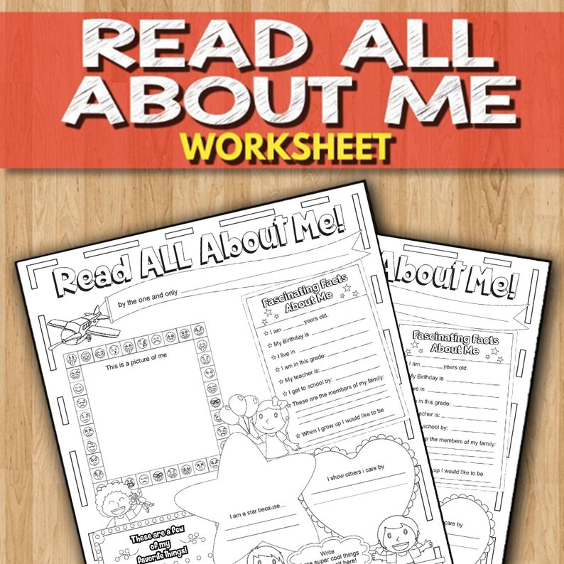 Read All About Me Printable Personal Poster Sets Worksheet For | Etsy