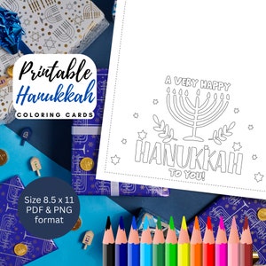 MEILLEURE VALEUR Hanukkah Greetings Coloring Page -Téléchargement instantané DIY Hanukkah Cards, Hanukkah Party Invitations, Coloring Card Jewish Gift
