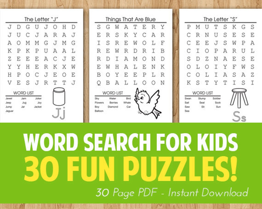 INSTANT DOWNLOAD - 30 Printable Easy Educational Word Search Puzzles ...