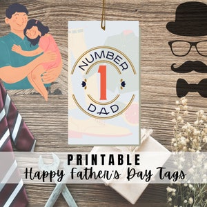 ¡MEJOR VALOR! Etiquetas del Día del Padre Feliz Imprimibles - Descarga Instantánea - Etiqueta de Regalo del Día del Padre, Etiquetas de Saludo para Papá, Papá, Abuelo, Padrastro