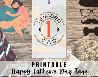 BEST VALUE! Happy Father's Day Tags Printable - Instant Download - Father's Day Gift Tag, Greeting Tags For Papa, Dad, Grandfather, Step Dad