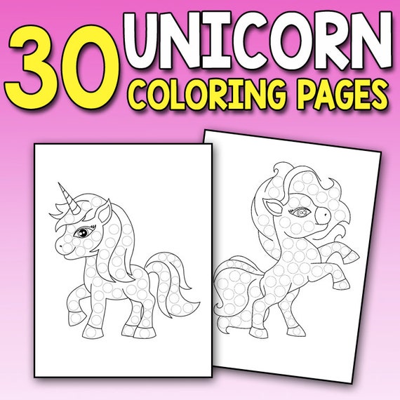 Unicorn Dot Marker Coloring Pages: Printable PDF Coloring Activity Pages  for Kids, Unicorn Dot Coloring Pages, Unicorn Do a Dot Painting 