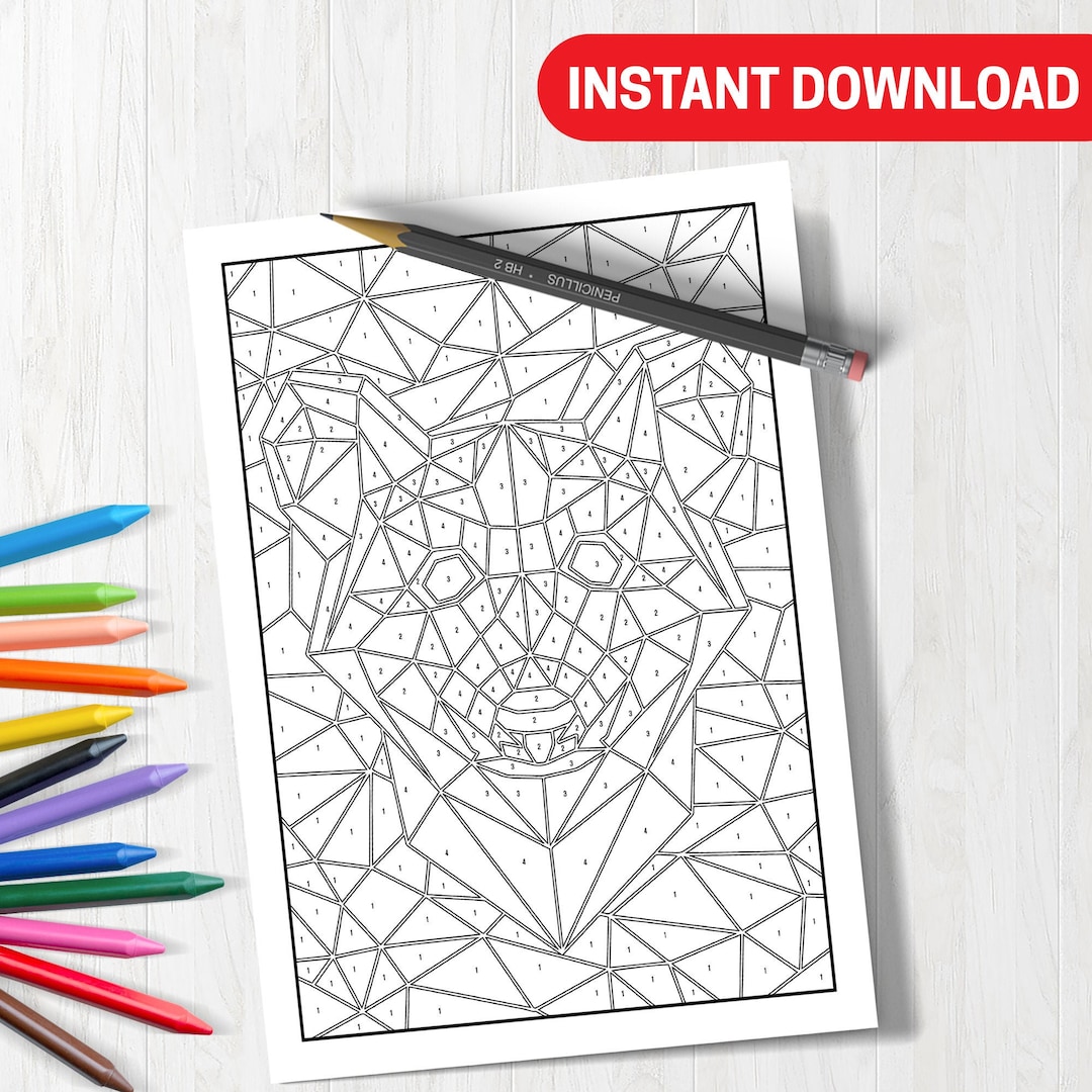 BEST VALUE 1 Page Printable Bear Color by Number - Instant Download ...