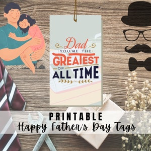 ¡MEJOR VALOR! Etiquetas del Día del Padre Feliz Imprimibles - Descarga Instantánea - Etiqueta de Regalo del Día del Padre, Etiquetas de Saludo para Papá, Papá, Abuelo, Padrastro
