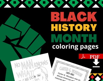 BEST VALUE! Black History Month Coloring Pages - Digital Download Carter G. Woodson, Historical Black African American Hero With Fun Facts
